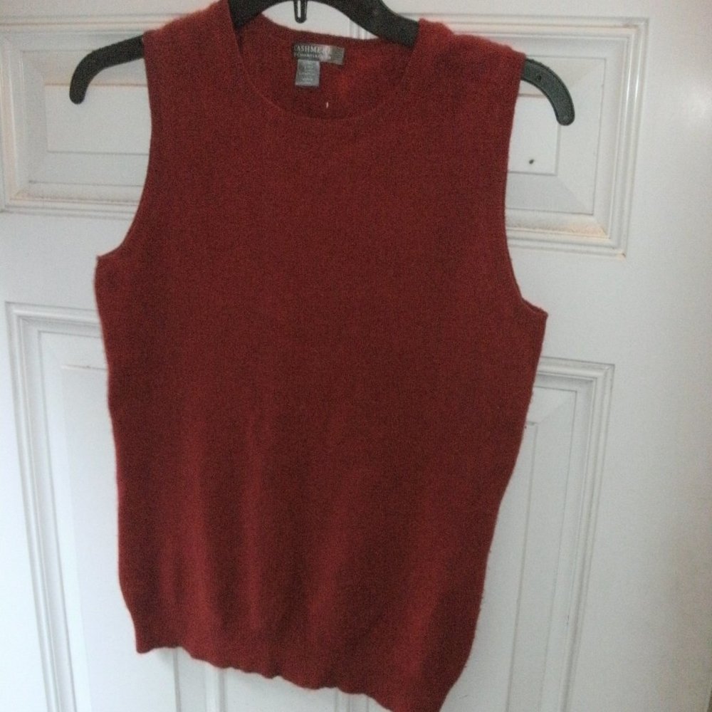 Charter Club 100% Cashmere Red Pullover Sleeveless Top Vest sz M